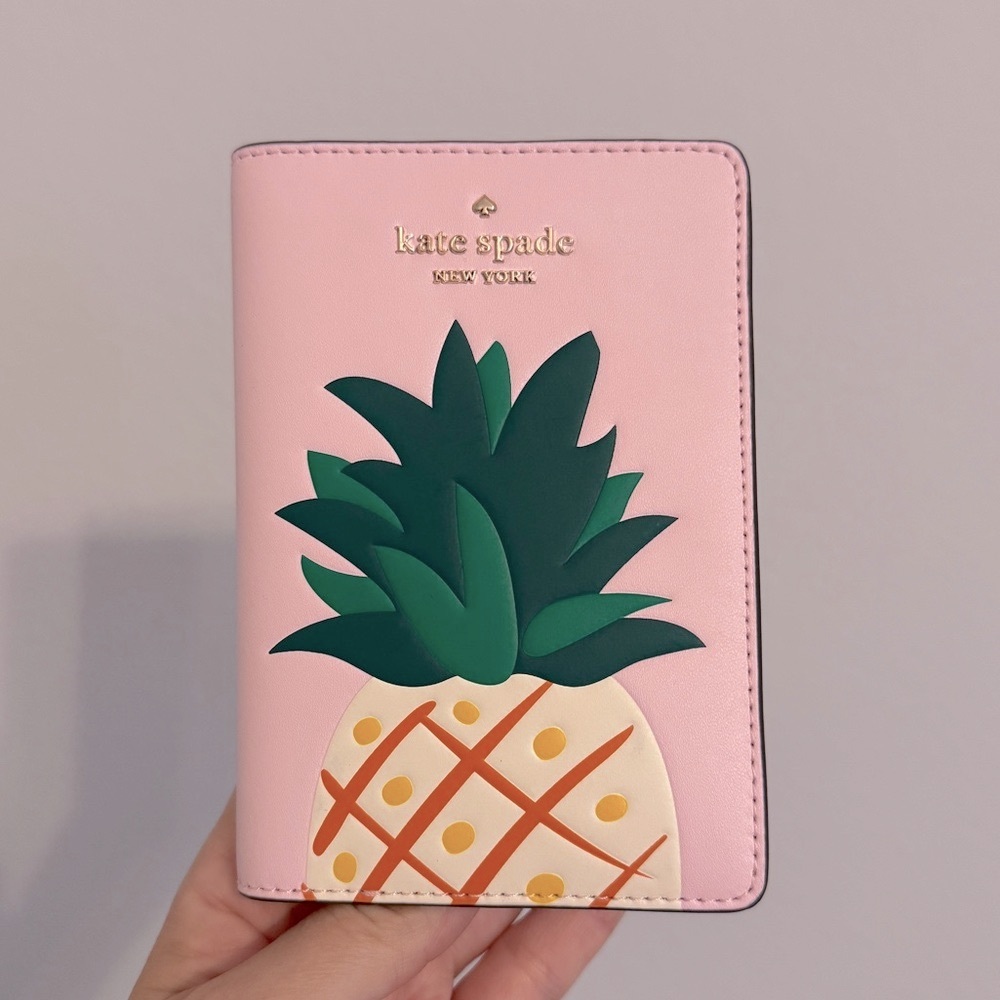 Kate Spade Pink Pineapple passport holder/Travel Wallet